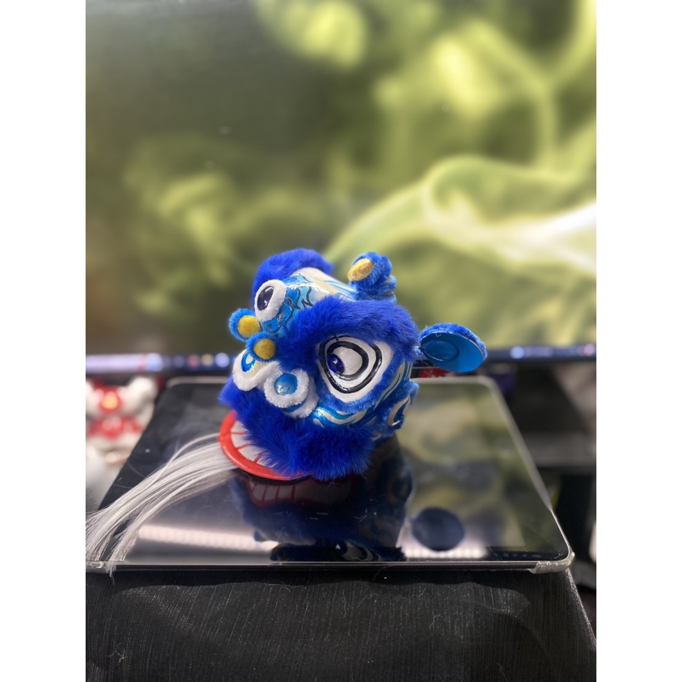 Đầu lân mini, màu xanh, vẽ tay, size 12cm