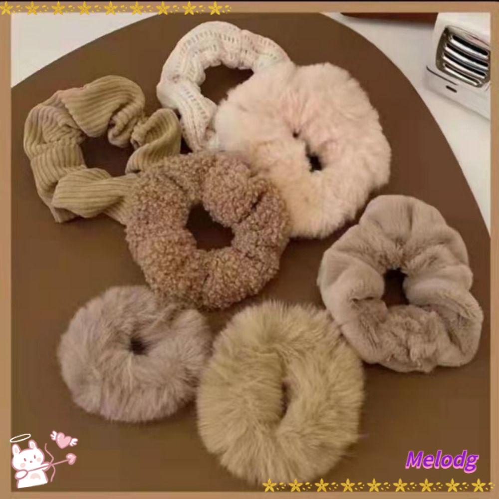 Bộ 7 Dây Cột Tóc Lông Thỏ Giả Co Giãn Thời Trang Dành Cho Nữ Và Bé Gái