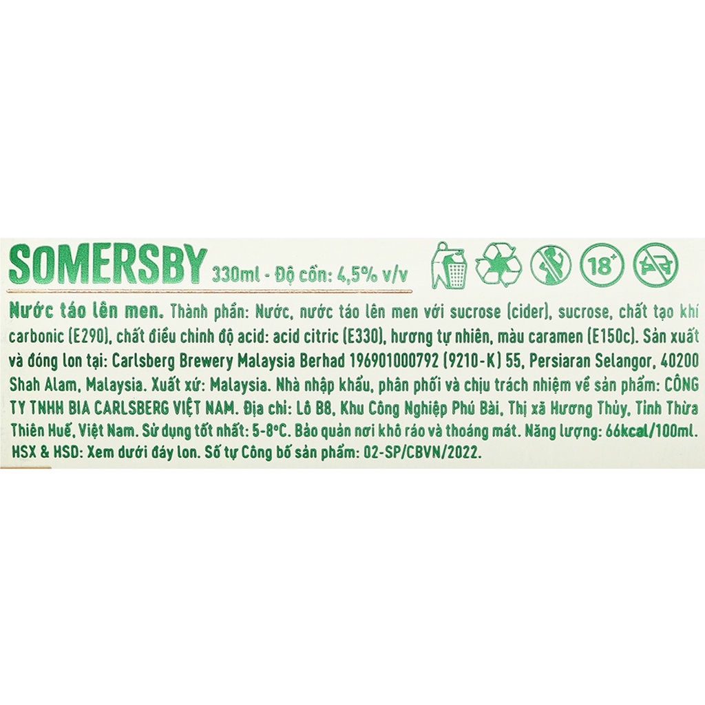 LỐC 6 LON NƯỚC TÁO LÊN MEN SOMERSBY 330ML