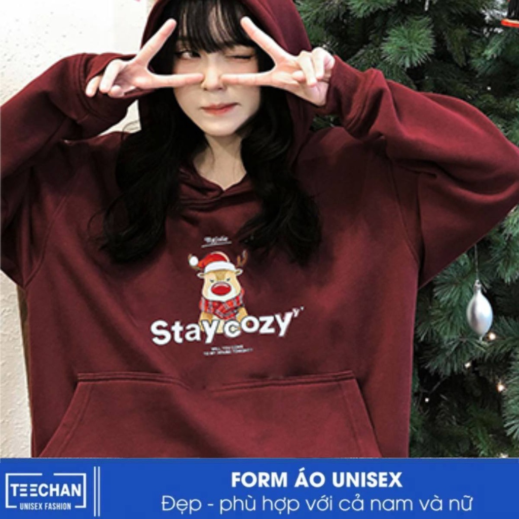 Áo Hoodie nam nữ HD513 STAY COZY unisex TEECHAN phong cách Hàn Quốc cá tính dài tay dày dặn Streetstyle