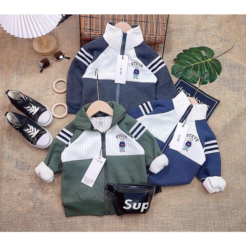 áo khoác tổ ong chú béo lót lông cho bé chất dày dặn mặc ấm cho bé trai bé gái 15 đến 35kg