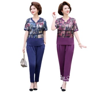 Đồ bộ mặc nhà nữ Thu Hà quần áo trung niên form rộng cho mẹ chất liệu thun thể thao co giãn 4 chiều ĐBH.30
