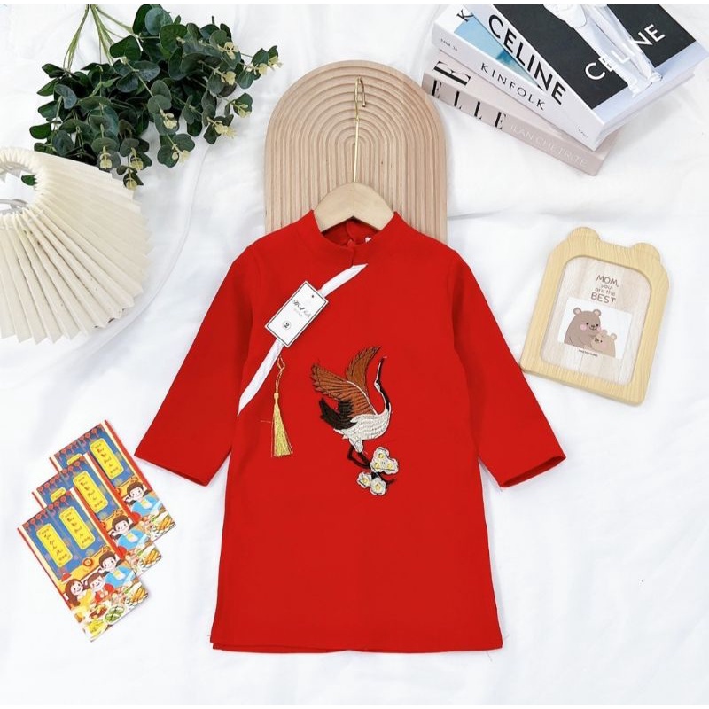 Áo dài Chim hạc bé trai cách tân size nhí đại chất đẹp