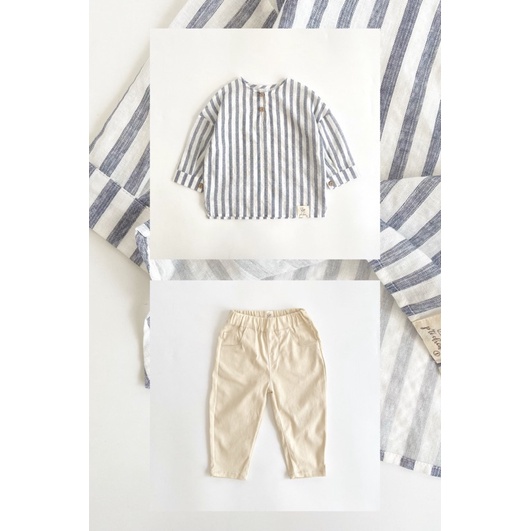 Quần kaki bé trai P'ti chou chất liệu kaki chun mềm cho bé 10kg đến 23kg