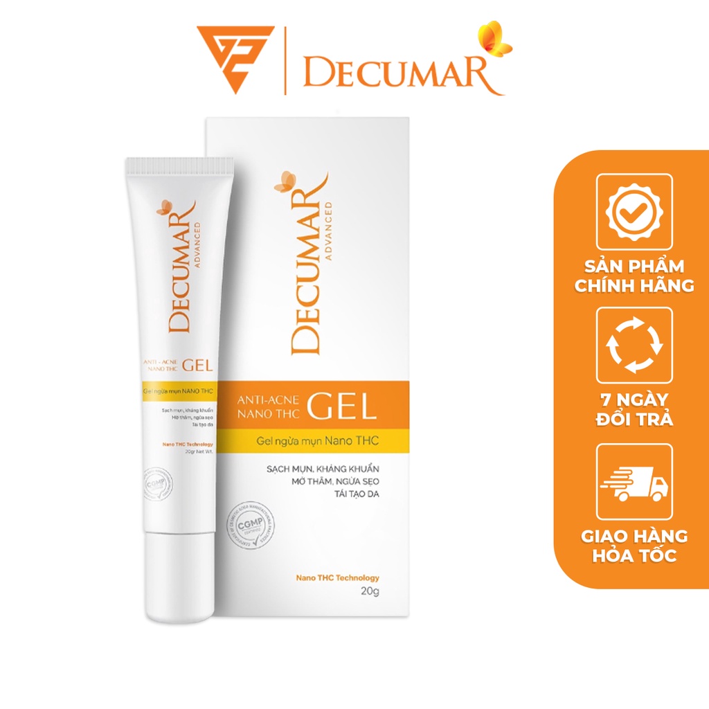 Gel mụn nghệ trắng Decumar Advanced Anti Acne Nano THC giúp ngừa mụn, mờ thâm 20g