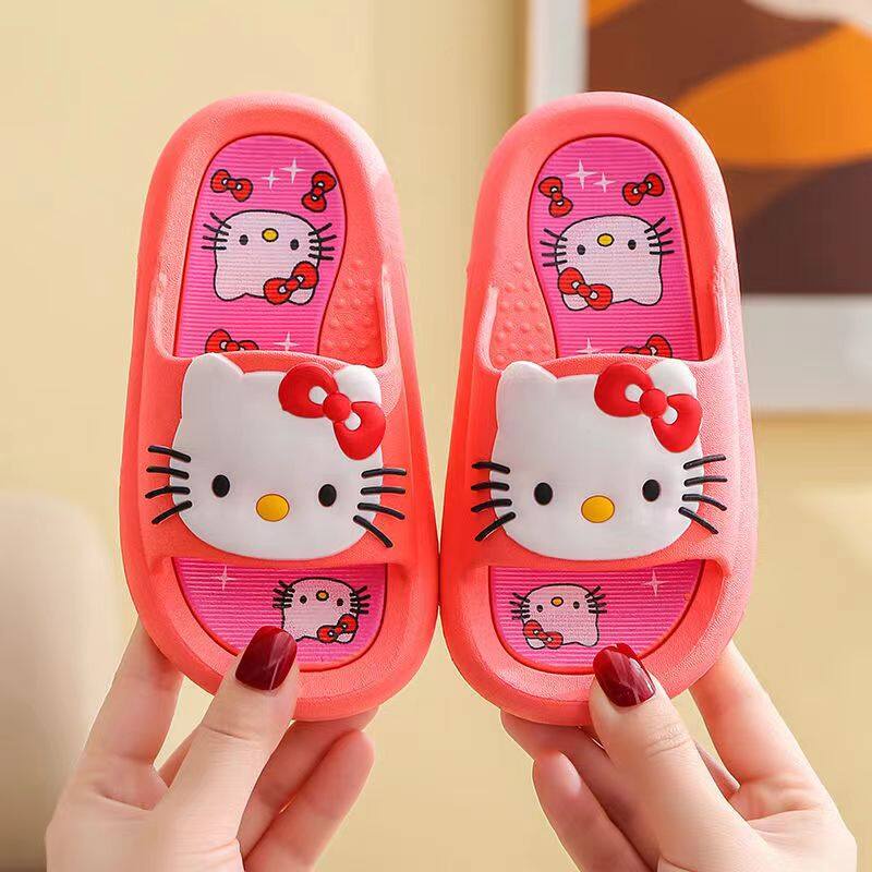 Hello kitty Dép Đi Trong Nhà Chống Trượt Mềm Mại Họa Tiết Hình Thỏ Mèo kitty Đáng Yêu Cho Bé