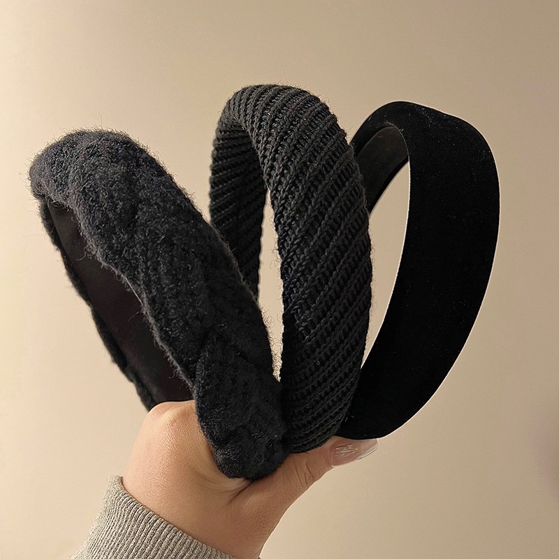 Băng Đô Nhung Mềm Mại Màu Đen Phong Cách Retro Thời Trang Cho Nữ