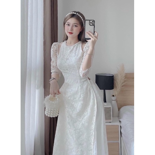 Áo dài ren 4 tà cao cấp