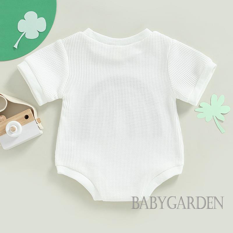 Áo Liền Quần Ngắn Tay In Hình Bánh Waffle Cho Bé 0-18 Tháng Tuổi