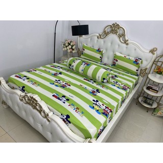 Bộ drap thun☘️FREESHIP☘️ga thun lạnh Hàn Quốc mẫu chuột mickey ( 1 ga, 3 vỏ gối)