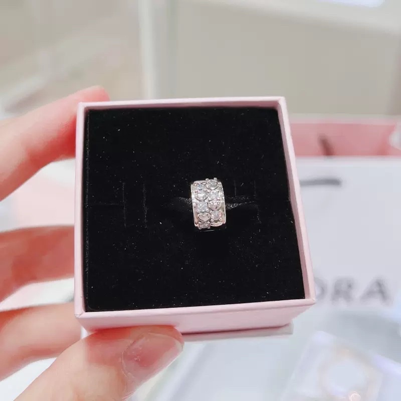 CHARM PAN ALE KHOÁ CHẶN CLIP ĐÍNH ĐÁ TIM BẠC S925