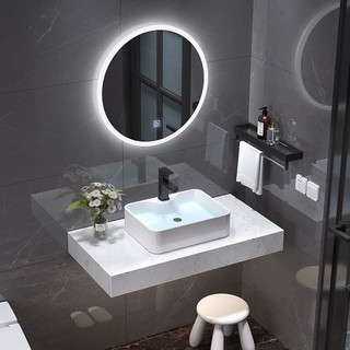 Bàn đá vuông hộp đặt chậu lavabo