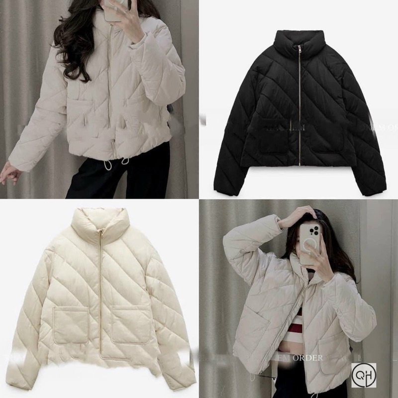 Áo khoác phao nữ, Áo phao ZAZA 2 túi trước hàng VNXK có sẵn DANSTORE