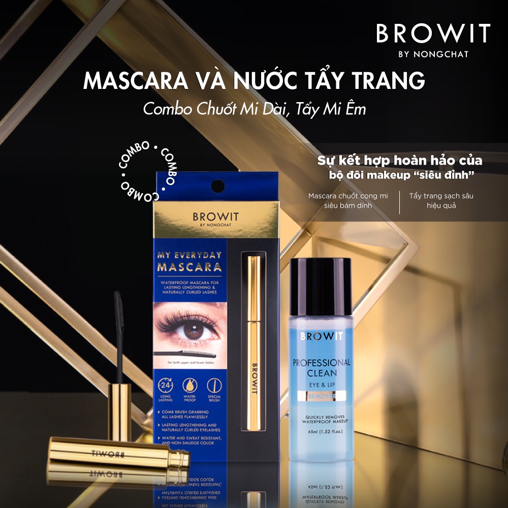 Combo Trang Điểm Mascara Nongchat My Everyday 5.5g và Nước Tẩy Trang Browit Professional Clean Eye & Lip Remover