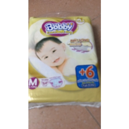 bỉm dán bobby size M64+ thêm 6 và M28  miếng bên trong dùng cho bé từ 6-10 kg