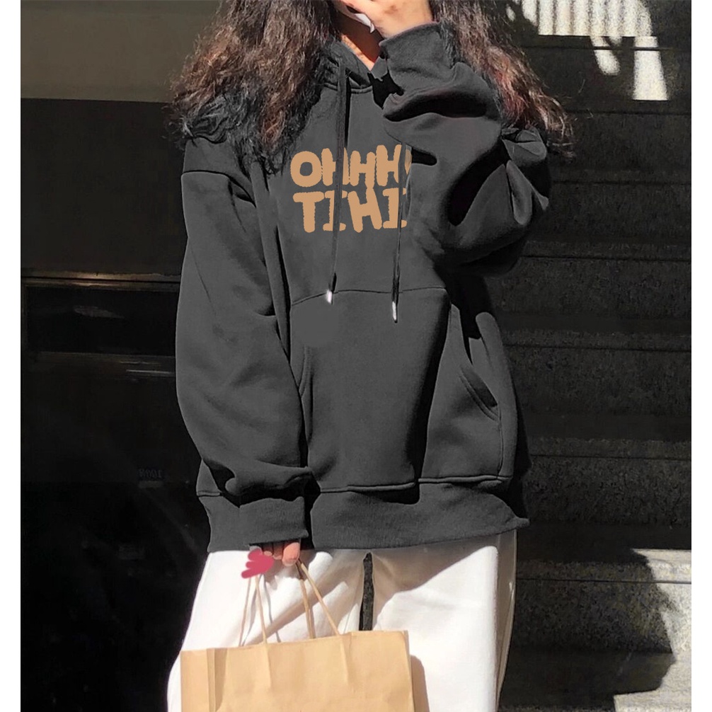 Áo Hoodie Nỉ Đen OHHHH TIHIK CELINA BOUTIQUE Form rộng cá tính kiểu dáng đường phố Ulzzang