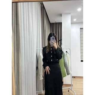 Set váy dạ 2 chi tiết dáng dài tiểu thư