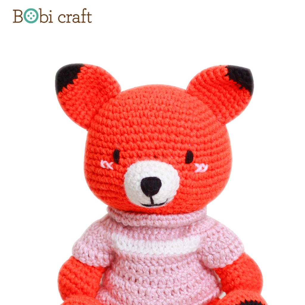 Thú bông len Bobi Craft - Cáo Foxxie tinh nghịch - Đồ chơi an toàn quà tặng bé
