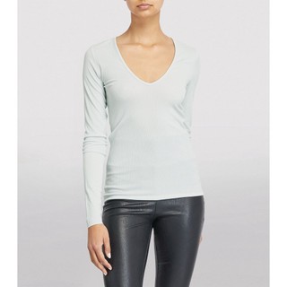 Áo thun nữ rag & bone - zoe deep vee rib long sleeve slim fit top $195
