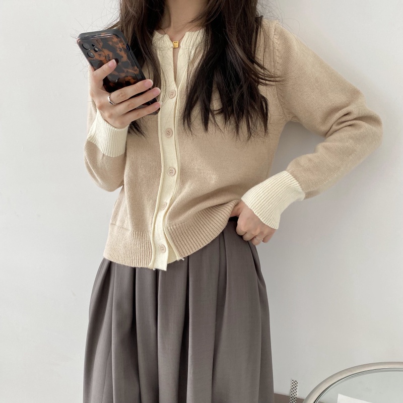 Áo dệt kim SUXI tay dài màu sắc đơn giản dễ phối đồ hợp thời trang