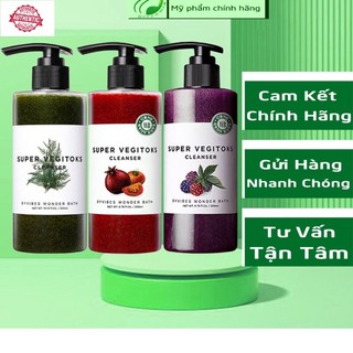 Sữa rửa mặt rau củ quả thải độc làm sạch tẩy trang super vegitoks cleanser xanh đỏ tím 300ml (chi