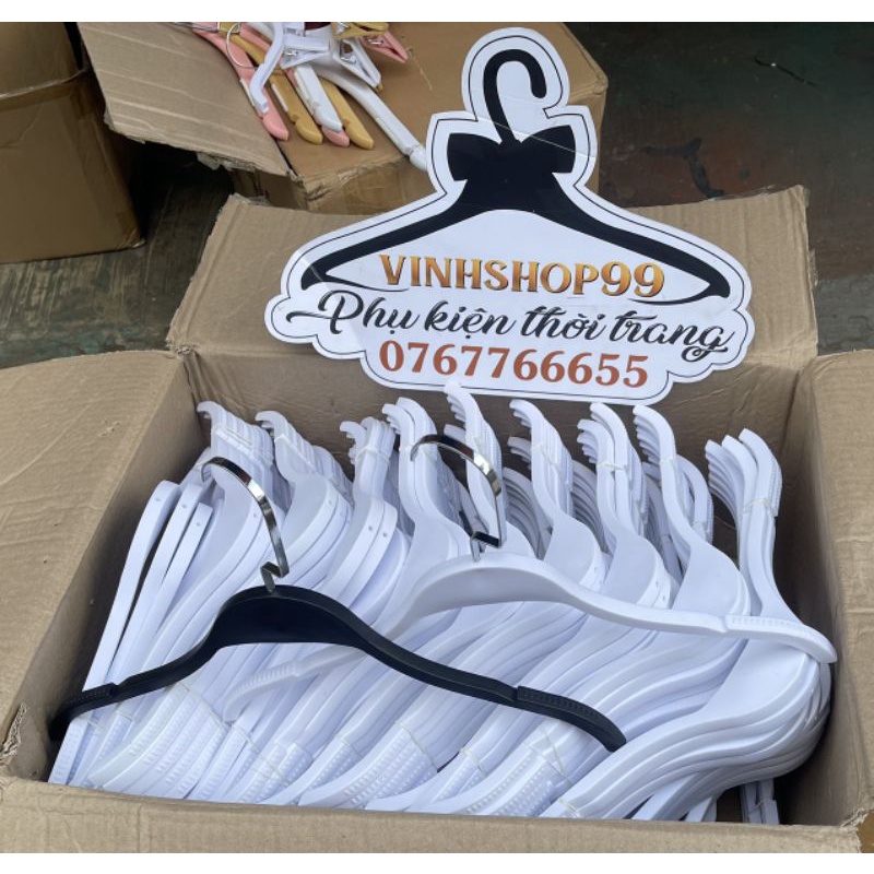 Combo 10 Móc Áo Nhựa Tre Trắng Đen TQ Vinhshop99