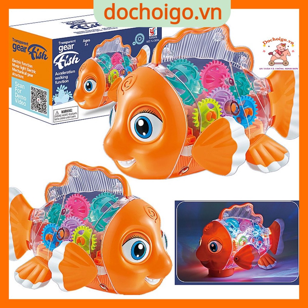 Đồ chơi cá chép vàng trong suốt có nhạc có đèn loại kích thước lớn, mắt chuyển động dochoigo.vn