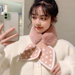 Khăn quàng cổ lông mềm, nơ chấm bi cute