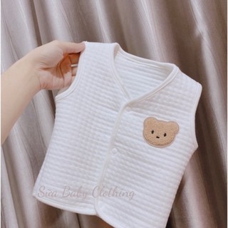 Áo gile cotton xuất hàn Gấu thêu mềm mại cho bé