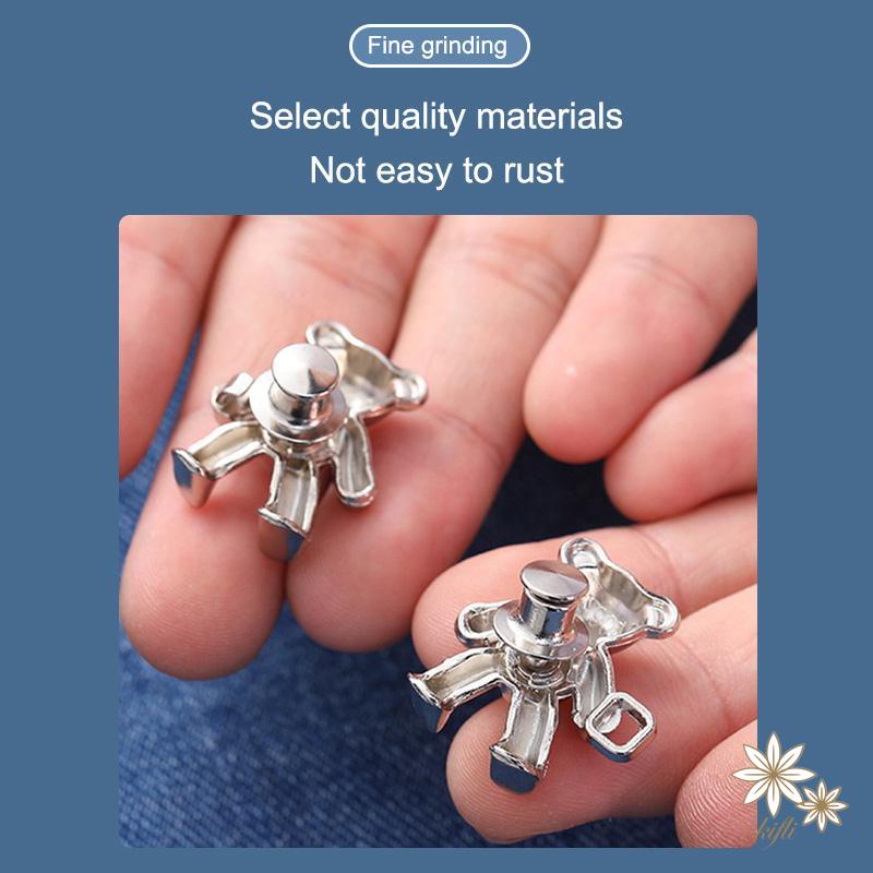 Cặp Nút Hình Gấu Hoạt Hình Dễ Thương Đóng Eo Quần Jean Không Cần Đóng Đinh Có Thể Tháo Rời