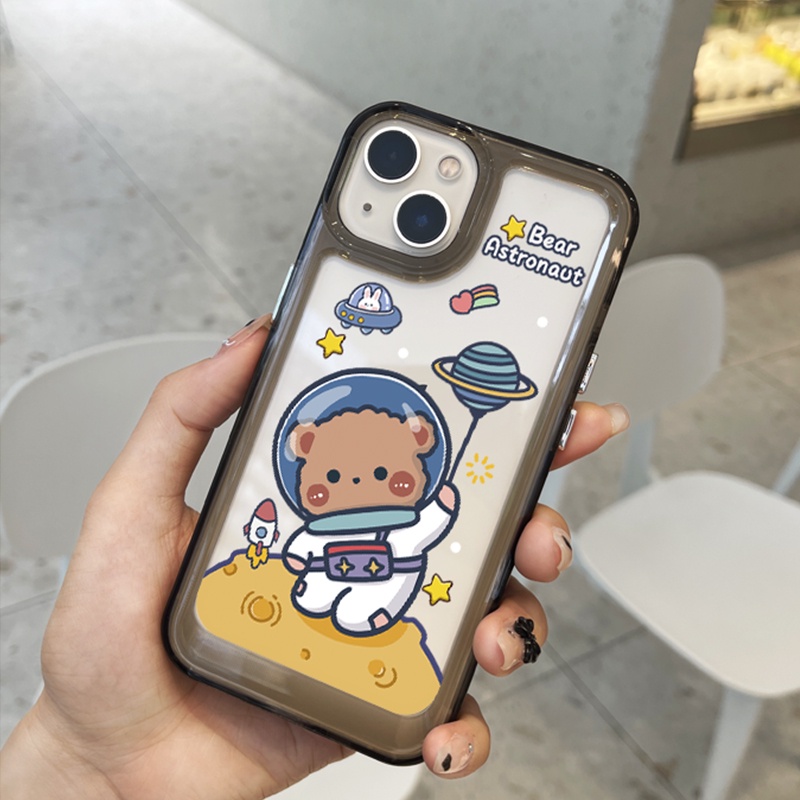 Ốp Điện Thoại TPU Mềm Trong Suốt Chống Sốc In Hình Gấu Phi Hành Gia Dễ Thương Cho IPhone 14 13 11 12 Pro XS Max X XR 7 8 6 6S Plus