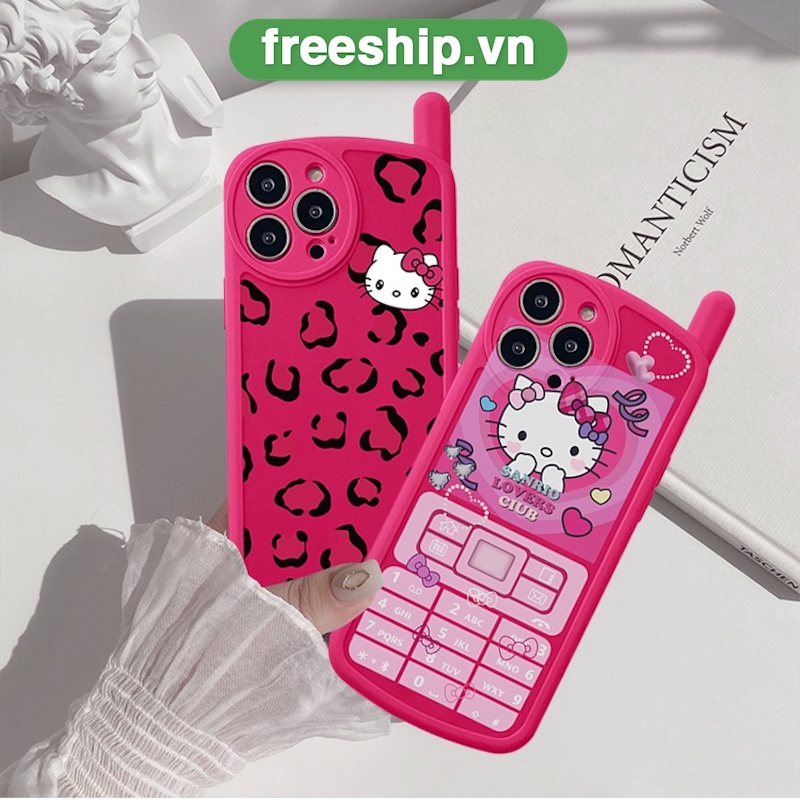 Ốp bảo vệ cam iphone hình điện thoại hello kitty hồng love 6/6splus/7/7plus/8/8plus/x/xs/11/12/13/14/pro/max/plus/promax