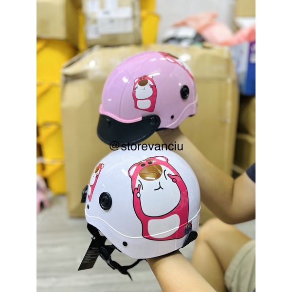 NÓN BẢO HIỂM GẤU DÂU - HÌNH THẬT