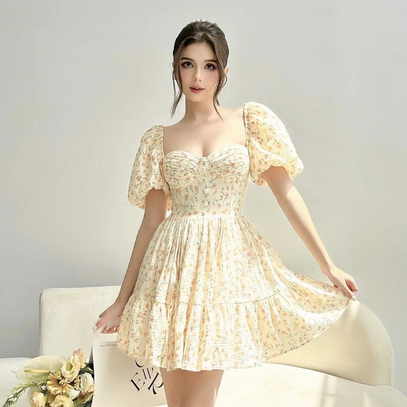 BEL ANGE - Đầm tay phồng cúp ngực dáng xoè Glenda Mini Dress