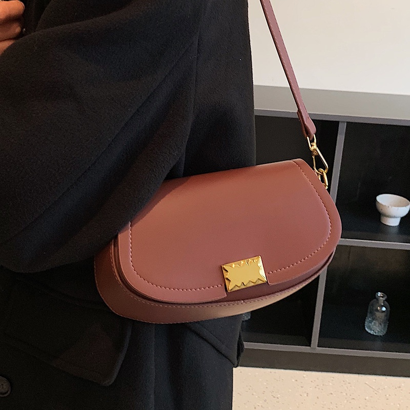 Túi Đeo Chéo Màu Đen Phối Khóa Kéo Đơn Giản Phong Cách retro Cho Nữ