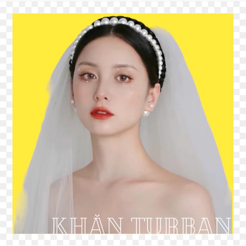 Cài tóc cô dâu phong cách hàn quốc Băng đô đính hạt - Khăn turban