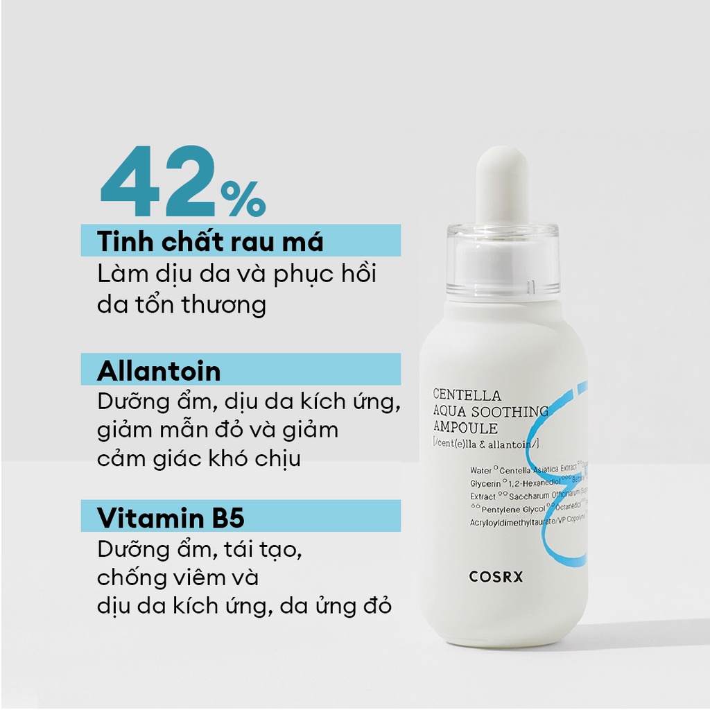 Tinh Chất Cấp Nước Và Dịu Da (Rau Má, B5) COSRX Hydrium Centella Aqua Soothing Ampoule 40ml