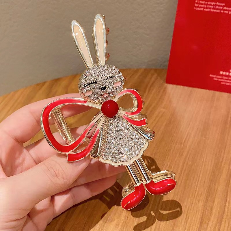Kẹp Tóc Hình Thỏ Đính Đá Lấp Lánh Dễ Thương Chất Lượng Cao Cho Nữ Giới