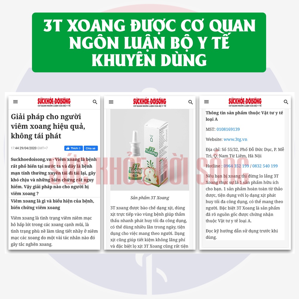 Xịt Mũi 3T Xoang Hỗ Trợ Xoang Cấp Và Mãn Tính (1