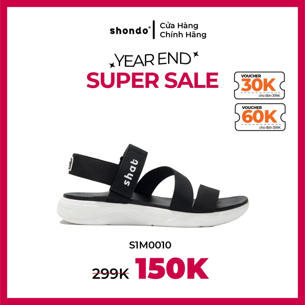 Giày Sandals Unisex Thời Trang Shat Shondo Trắng Đen S1M0010