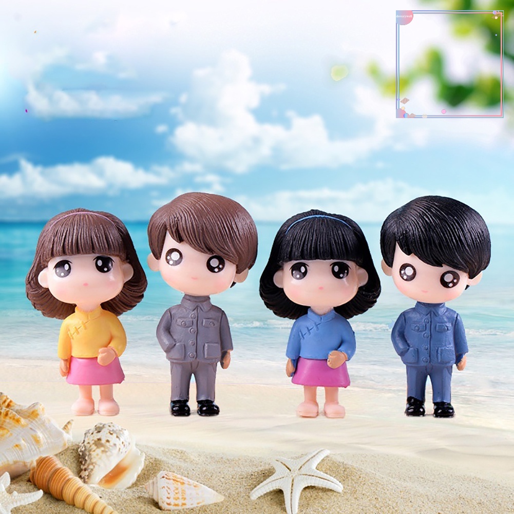 Set 2 Mô Hình Bé Trai / Bé Gái Hoạt Hình Trang Trí Tiểu Cảnh / Vườn / Nhà Búp Bê