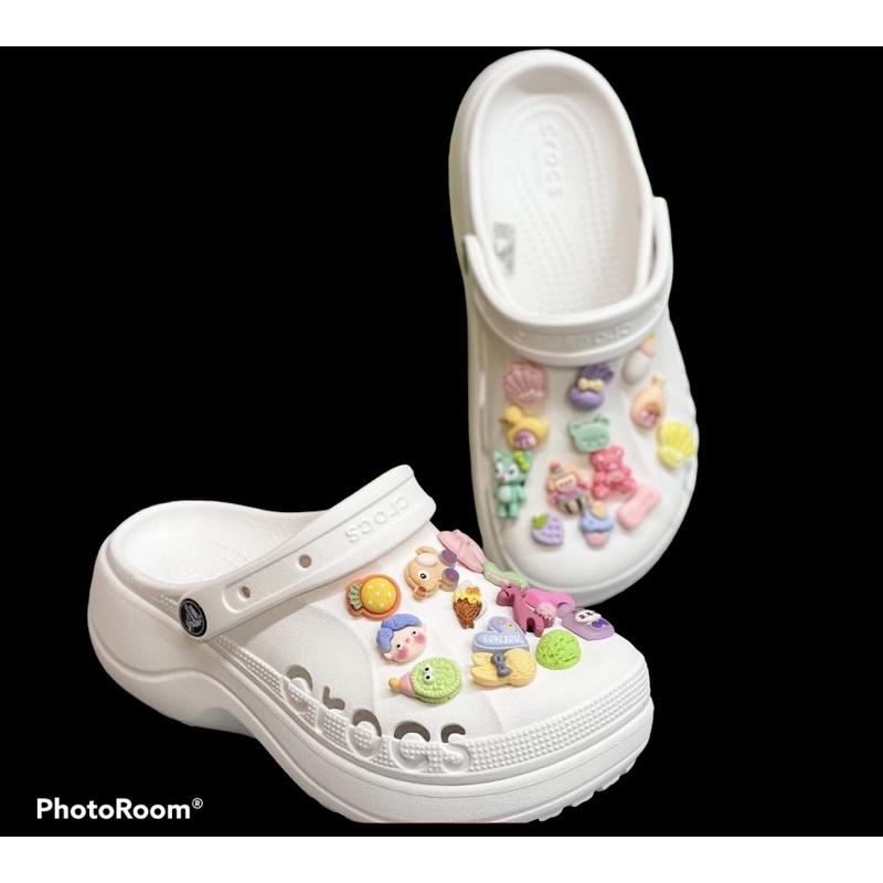 Dép Crocs Baya Band Crush Clog Tặng 10 Jib Nữ Ngẫu nhiên - Đế Cao 5cm