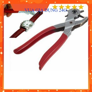 Kềm bấm lỗ dây nịt, đồng hồ, đồ da các loại 6 đầu cán bọc nhựa, kìm đục lỗ thắt lưng, dụng cụ bấm lỗ dây da tròn