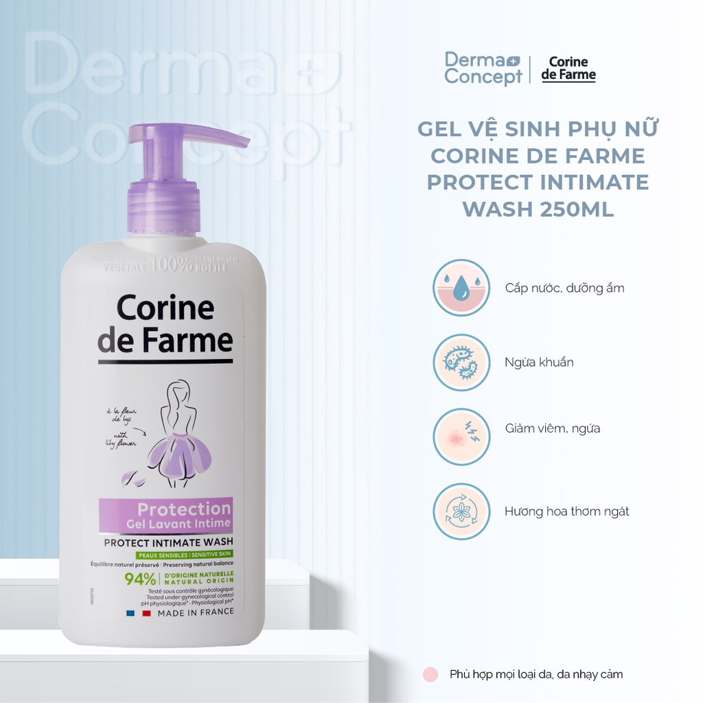 Gel vệ sinh phụ nữ Corine de Farme Intimate Wash 250ml