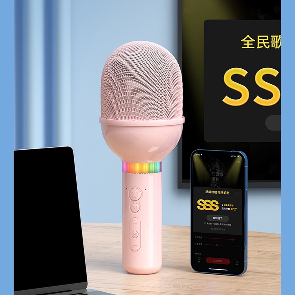 Aubess Micro Tích Hợp Âm Thanh Micro Karaoke Quốc Gia Không Dây Bluetooth Điện Thoại Di Động Tivi Gia Đình Hát Karaoke Trẻ Em