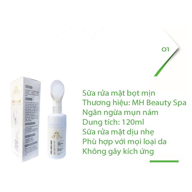 [ CHÍNH HÃNG ] Sữa Rửa Mặt Giảm mụn, tạo bọt MH Beauty Spa