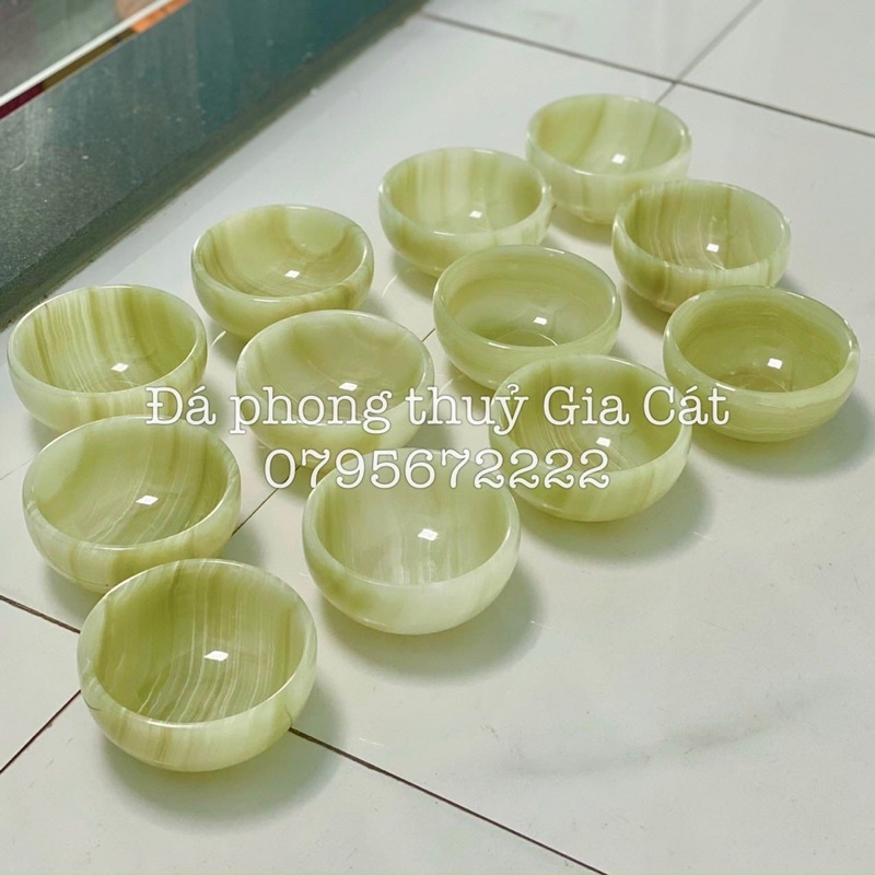 Chén bát đá ngọc onyx xanh pakistan 10cm kiểm định