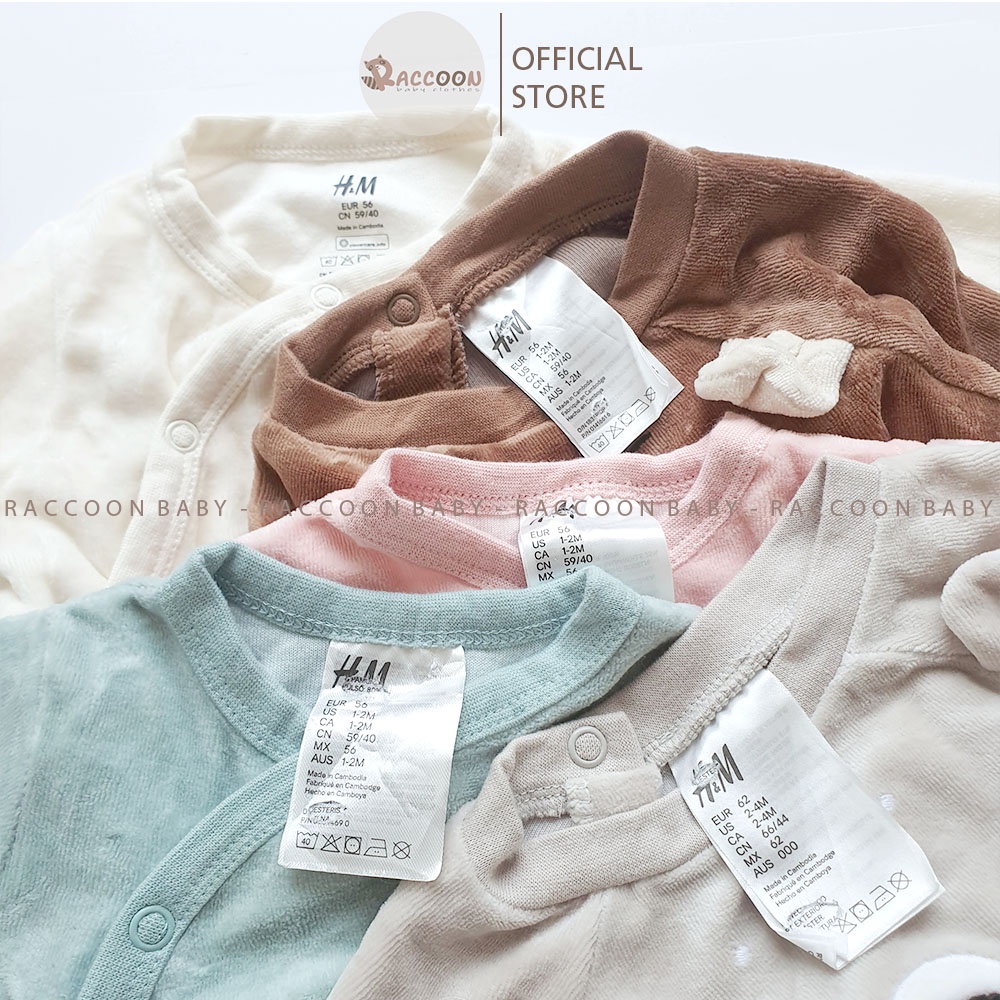 Bộ đồ liền thân bodysleep nỉ nhung tất thú xuất dư bé trai bé gái H&M