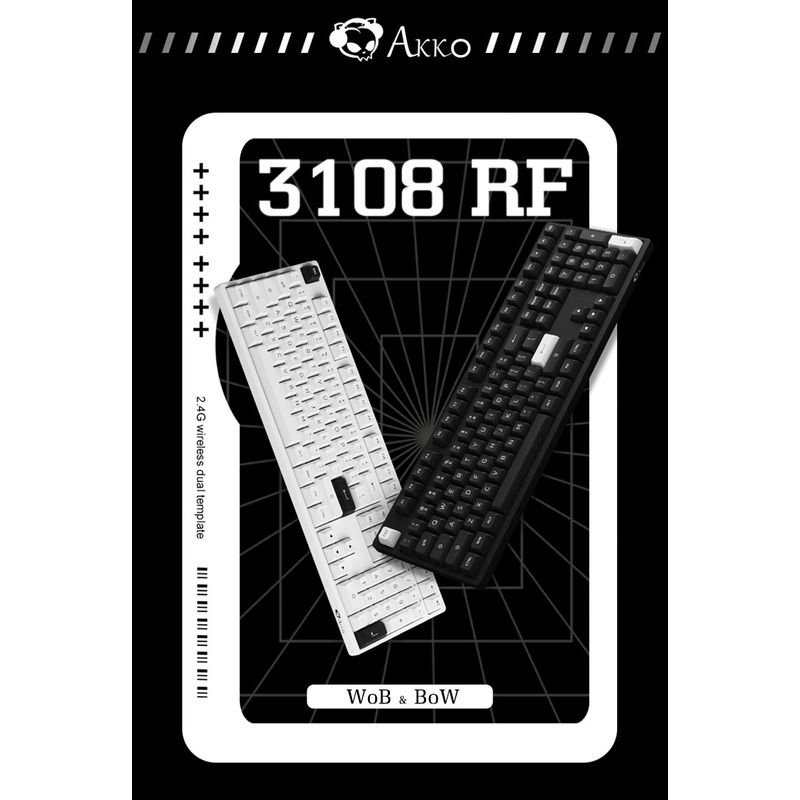 Bàn Phím Cơ Không Dây Chuyên Game AKKO 3108 RF | Black on White | White on Black - Wireless 2.4Ghz