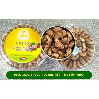 Hộp 500gr hạt điều rang muối vỏ lụa loại A+ Bình Phước - loại nguyên hạt/ vỡ